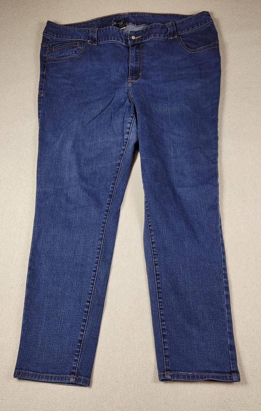 Lane Bryant Jeans Womens 22 Average Blue Skinny Stretch Denim Plus Size Zip Fly